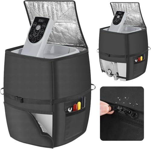 Hot Tub Spa Heater Pump Cover,18.9" D x 13" W x 18" H Waterproof 600D Oxford Fabric Aluminum Film Insulated Cover,Inflatable Hot Tub Spa Heater Pump,Easy Installation with Zipper,Black,Square by bespeur
