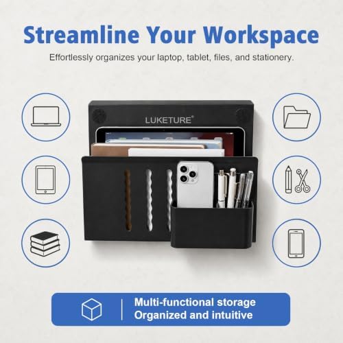 LUKETURE Desk Side Storage Laptop Holder No Drill Clamp On Organizer - Image 5