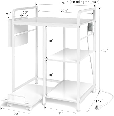 Large Printer Stand with Storage: 24x18 Inch Printer Table for Home Office - Image 3