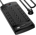 18 Outlets Surge Protector Power Strip - Nuetsa 10 Feet Flat Plug Heavy Duty Extension Cord with 18 Widely Outlets and 4 USB Ports, 2100 Joules, Black, ETL Listed by Nuetsa