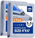RAINDEWAY Small Tarps Waterproof 4x6Ft(2Pack) 5.5 Mil Protective Poly Tarp by RAINDEWAY