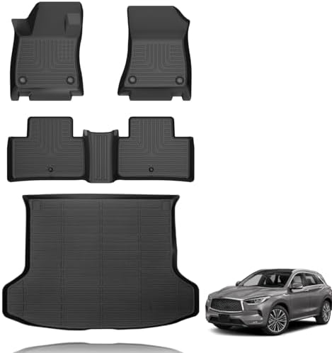 All Weather Car Floor Mats & Cargo Liner Set Fit for Infiniti QX50 2019-2025 / QX55 2022-2025 Floor Liners Trunk Liner QX50 Cargo Mat Accessories Black by VOUKIY