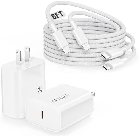 40-60W Fast USBC Charger iPhone 17 Fast Charging,[2Pack] 6Feet Braided Cord by Vagavo
