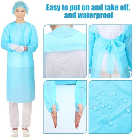 TrelaCo 50 Pack Disposable Isolation Gowns PPE Gown Set with Sleeves,Blue - Image 3