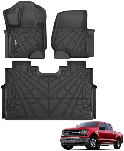 Floor Mats for Ford F150 2015-2026 SuperCrew/Lightning 2022-2026, Custom Fit TPE All Weather Floor Liners, 1st & 2nd Row F150 Car Accessories by Partzer