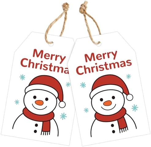 joycraft 50Pcs Merry Christmas Tags with String, Snowman Gift Tags by joycraft