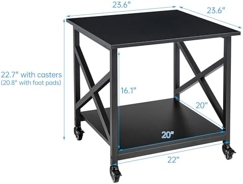 Fannova 2 Tier Large Printer Stand 23.6"x23.6"x22.6" with Storage Shelf - Image 3