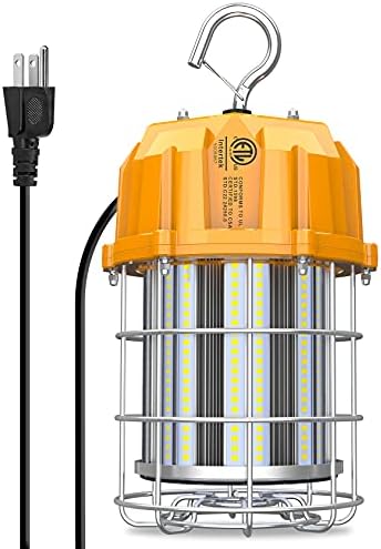 150W LED Temporary Work Light 22500LM 360° Lighting ETL Listed 10' Cable with 120V Plug Portable Hanging Construction Work Lights with ON/Off Switch for Job Site Warehouse Garage Shop Area Lighting by Unknown