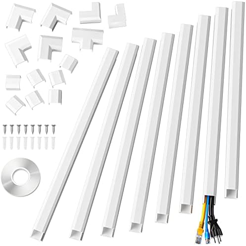 Yecaye 125In Cord Covers for Wall Mounted TV, W0.98in H0.51in, White by Yecaye