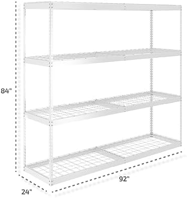 SafeRacks Steel Garage Shelving Rack, 500lb/Shelf, White (24x92x84) - Image 3