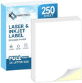 Full Sheets Sticker Paper – 250 Sheets, 8.5" x 11" Letter Size, for Inkjet & Laser Printers by KKBESTPACK