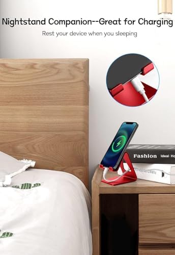 Aoviho Desk Cell Phone Stand, Phone Holder, Aluminum Mobile Phone Cradle Dock for iPhone 14 13 12 pro 11 X Xs max 8 7 6 6s Plus SE 5 5s SE Samsung, All Smart Phones, Red - Image 5