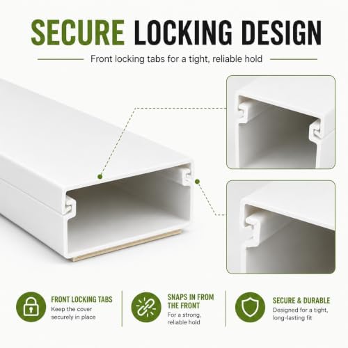 315” Cord Hider Kit, Beige Cable Raceway for Wall Mounted TV Wires, Wire Cover with Adhesive Tape, Screws and Connectors for Home Office Cord Management - Image 3