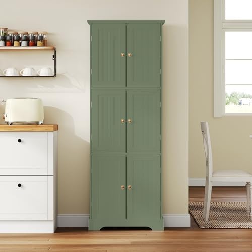 ChooChoo 63.2" Tall Bathroom Storage Cabinet with 6 Doors - Image 6