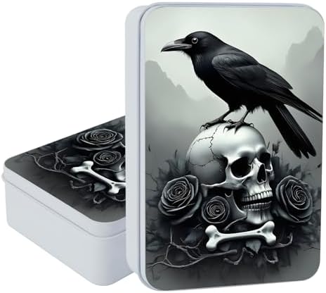 Large Metal Tins Box-7.1” x4.7”x2“ Rectangular Empty Storage Box With Lid Decorative Organizer Storage Tin Case For Office/Cookie/Candy/Jewelry/Photo/Letter-Bird Skull by Unknown