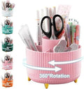 Cayxenful Pencil Holder For Desk,5 Slots 360°Degree Rotating Desk Organizers And Accessories,Desktop Storage Stationery Supplies Organizer, Cute Pencil Cup Pot For Office, School, Home (D-Pink) by Cayxenful