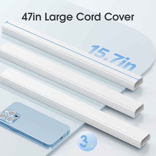47in XX-Large Cord Hider Wall Mounted TV, Pre-drilled Cord Cover, Wire Hiders for TV on Wall, Paintable Cable Cover, W2.36in H0.75in - Image 2