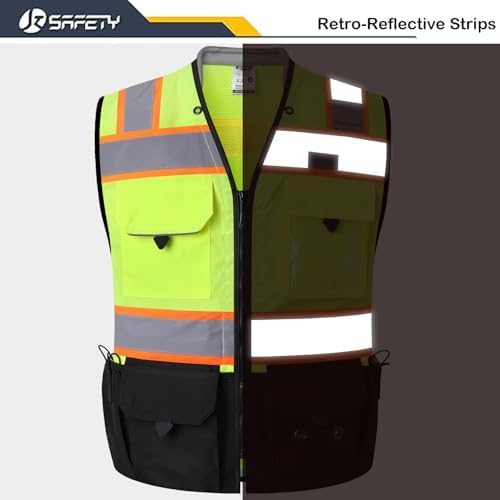 JKSafety Hi-Vis Unisex Surveyor Safety Vest Heavy Duty PPE Inner Pockets ANSI/ISEA Compliant - Image 4