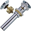 Bathroom Basin Sink Push Button Drain Stopper with Removable Brass Strainer Basket, With Overflow Chrome Push Pop Up Drain Assembly Polished Chrome,83606-1C. by SWHYGER