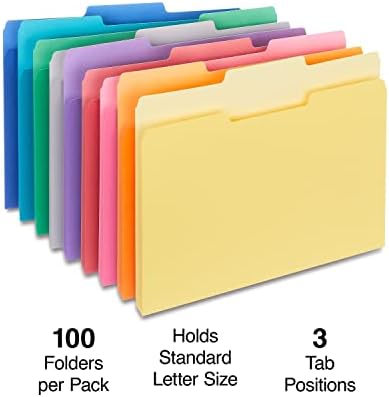Staples File Folders, Letter, 1/3-Cut, Assorted Colors, 200/Carton - Image 2