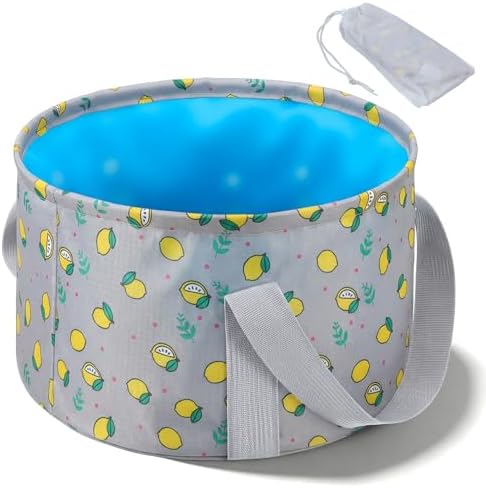 Foldable Bucket for Soaking Feet, Portable Foot Bath Tub Spa Basin Grey Footbath Bucket for Travel Home Pedicure Outdoor Camping/Wash Face Vegetables Fruits(Grey) by Unknown