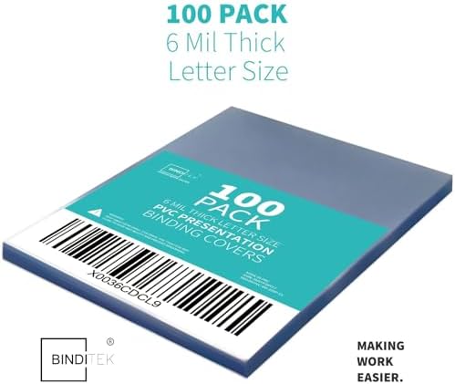 Binditek 6 Mil PVC Binding Covers, 8.5 x 11 Inches, Clear, 100 Pack - Image 2