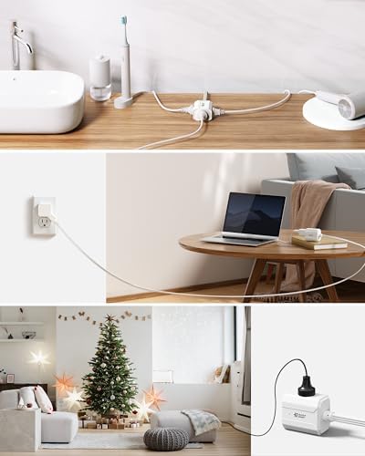 6Ft Extension Cord, SUPERDANNY Mini Flat Plug Power Strip, 13A Indoor - Image 2