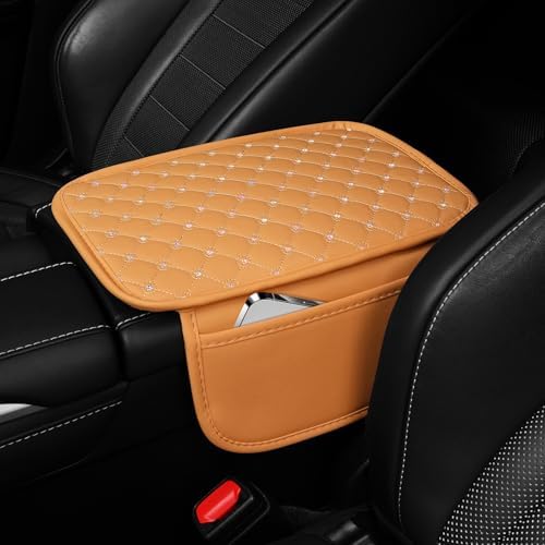 SINGARO Center Console Arm Rest Cover for Car, Middle Console Armrest Storage Box Cover, Interior Car Accessories for Women and Man Gifts Interior Sets (Orange) - Image 2