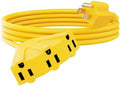 PLUGTUL 10FT Outdoor Extension Cord with Multiple Outlets | 14 Gauge, 3-Outlet, SJTW, 15A 14AWG 1875W SJTW, ETL Listed - Great for Garage, Garden and Home, Yellow by PLUGTUL