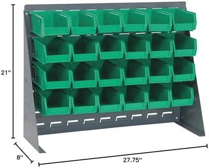 Quantum Storage Systems QBR-2721-210-24GN Ultra Bin Complete Bench Rack Package with 24 Ultra Bins, 27" x 8" x 21" , Green - Image 2