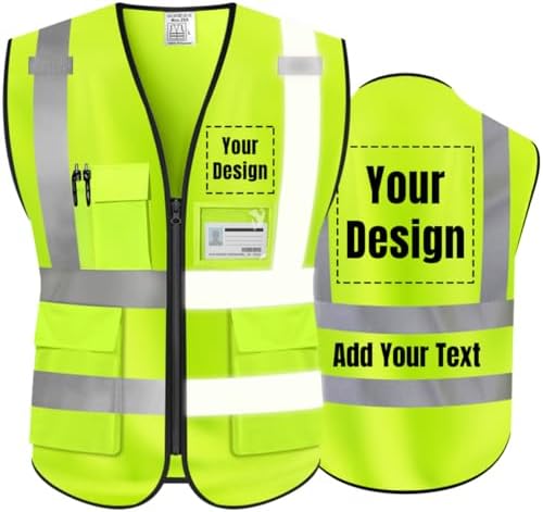 High Visibility Reflective Safety Vest Customize Logo Hi Vis Protective Workwear Outdoor Work Vest (M, Yellow) by YOWESHOP