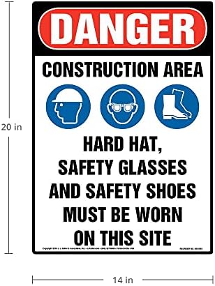 J. J. Keller Danger: Construction Area, PPE Must Be Worn Sign, 10" x 14" - Image 3