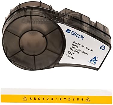 Brady Authentic (M21-250-595-YL) All-Weather Vinyl Label for Indoor/Outdoor ID, Lab and Equipment Labeling, Black on Yellow- For M210, M210-LAB, M211, BMP21-PLUS and BMP21-LAB Printers, .25" W, 21' L by BradyCorp