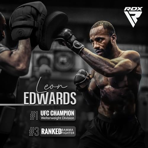 RDX Boxing Pads Curved Focus Mitts, Maya Hide Leather Kara Hook and jab Training Pads, Adjustable Strap Ventilated, MMA Muay Thai Kickboxing Coaching Martial Arts Punching Hand Target Strike Shield - Image 5