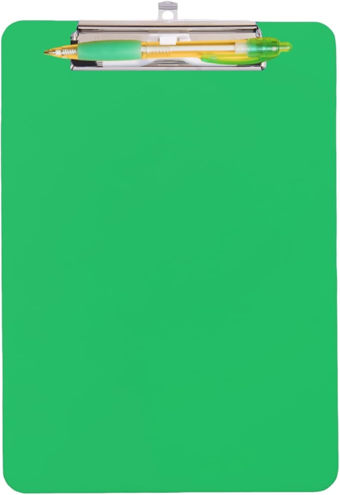 Green Clipboard with Pen Holder, Plastic Clipboard Standard Letter A4 Size by TFDLCGzm
