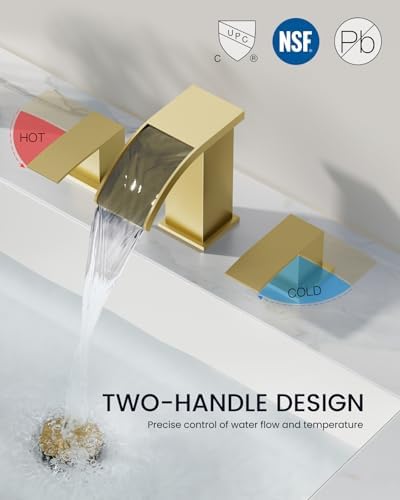 gotonovo Waterfall Bathroom Faucet 3 Hole Square Body,Brushed Gold - Image 3