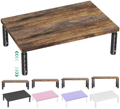 OPNICE Adjustable Monitor Stand Riser for Desk, Wood Computer & Laptop Stand, Desk Organizers and Accessories, Office Desk Accessories & Workspace Organizer for Home Office Supplies, Brown by OPNICE
