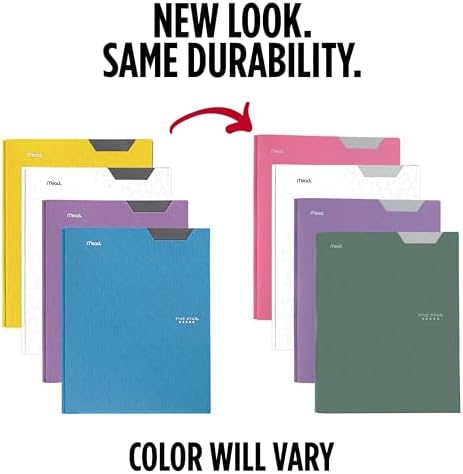 Five Star 2-Pocket Plastic Folder with Stay-Put Tabs and Prong Fasteners, Holds 8.5" x 11" Paper, Assorted Colors, 4 Pack (340300B) - Image 2
