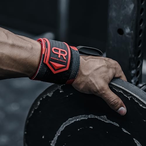 PR Personal Record Heavy Duty Premium Wrist Wraps, More Elasticity, Reinforced Stitching, Extra Wide Strap, Strong Thumb Loop, Larry Wheels Weightlifting Wraps - Image 6