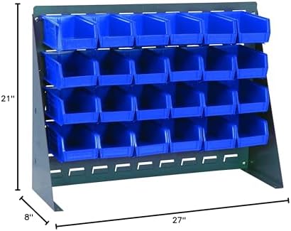 Quantum Storage Systems QBR-2721-220-24BL Ultra Bin Complete Bench Rack Package with 24 Ultra Bins, 27" x 8" x 21" , Blue - Image 2