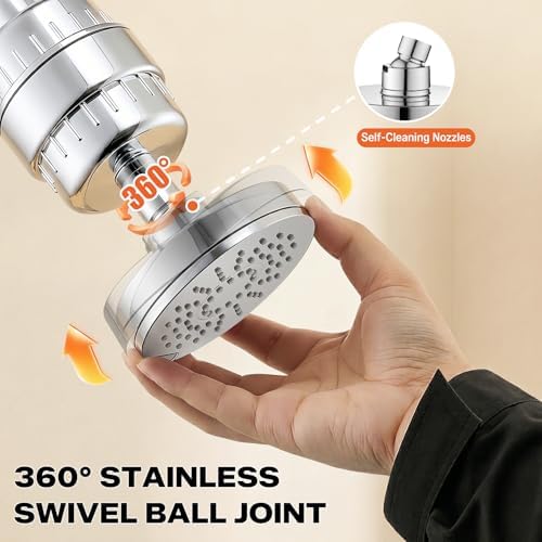 3-Mode Filtered Fixed Shower Head, 20-Stage Filtration, Removes 99.95% Chlorine & Heavy Metals, Chrome - Image 3