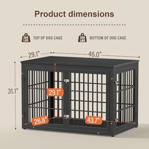 rehomerance 46" Heavy Duty Dog Crate Furniture for Large Dogs - Image 6