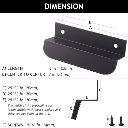RVPEKUPE 4-Pack Under Cabinet Foot Pull for Trash Drawer, Matte Black 4" - Image 6