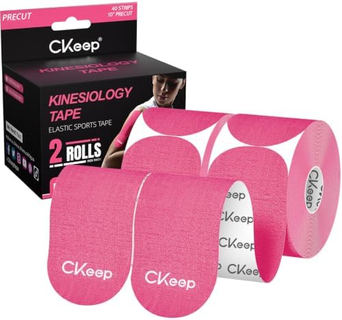 CKeep Kinesiology Tape precut Strips, 40 Count Elastic k Tape, Pink by Createabetterworldwiththegreateststrength