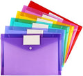 6 Pack Clear Document Folders Plastic Envelopes, A4 Size, 6 Colors by Tamaki