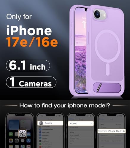 Temdan Magnetic Compatible with iPhone 17e Case & iPhone 16e Case,[Built-in Invisible Kickstand][Compatible with MagSafe][Military Grade Shockproof] Slim Translucent Matte Case for iPhone 16e/17e 6.1" - Image 2