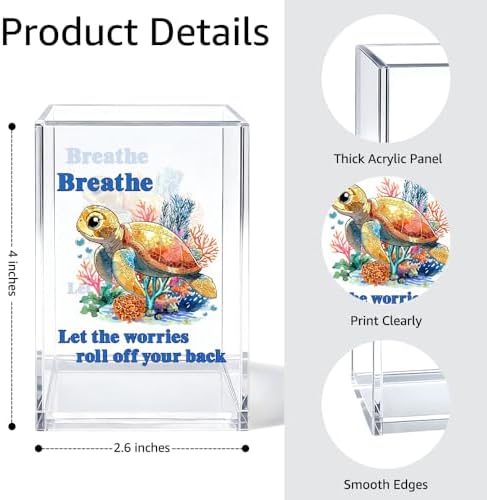 Sea Turtle Pen Holder Makeup Organizer, Mental Health Desk Décor - Image 2
