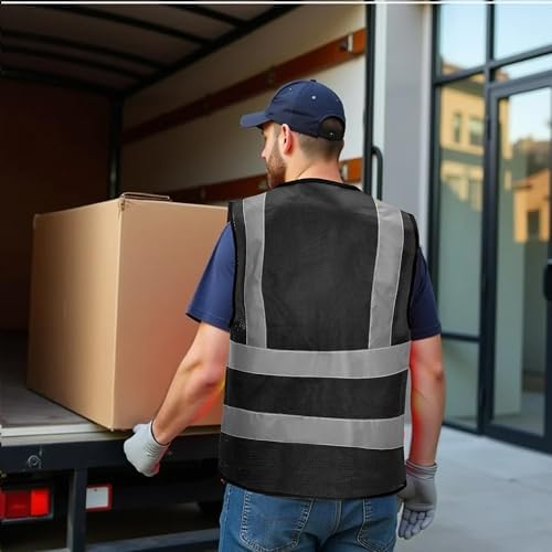 High Vis Safety Vest Reflective Strips, Multi-Pocket Design, Available in Yellow,Orange,black,Pink,blue,Red,purple - Image 5