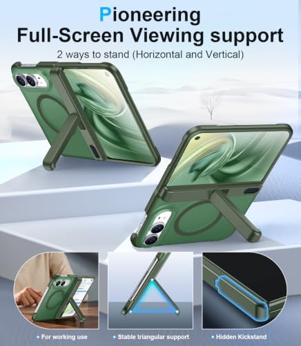 Temdan Magnetic for iPhone Duo Case Ultra Fold with Hidden Stand, Green - Image 3