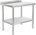 KUARBARR Stainless Steel Table for Prep & Work with Backsplash 24 x 30 Inches NSF Metal Commercial Kitchen Adjustable Under Shelf Worktable for Restaurant Home Outdoor by KUARBARR